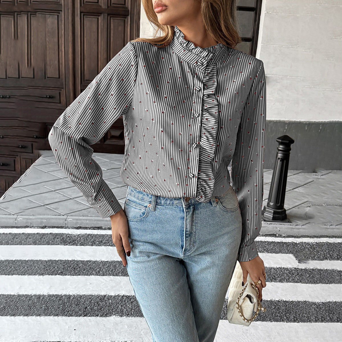 Holiday Casual Striped Stringy Selvedge Shirt Women's Clothing