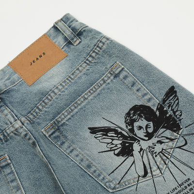 Graffiti Printing Ripped Jeans For Men