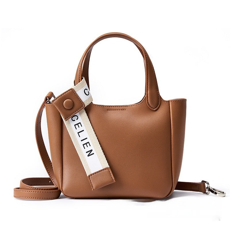 Cattlehide Leather Cross Body Bucket Bag