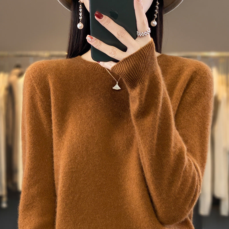 Women's Round Neck Sweater Loose Knitted Bottoming Sweater