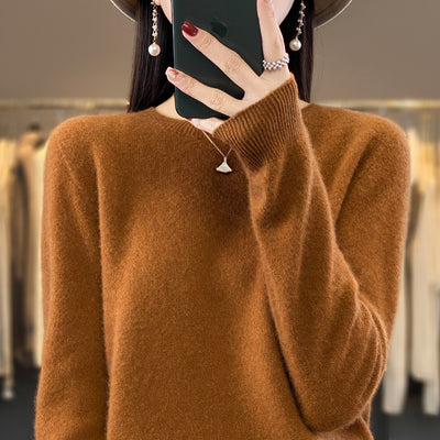 Women's Round Neck Sweater Loose Knitted Bottoming Sweater