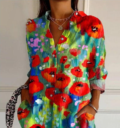 New Women's Long Sleeved Shirt For Summer Fashion, 3D Printed Shirt With Floral Pattern