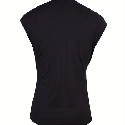Women's Sleeveless Collar With Unique Design T-shirt Top