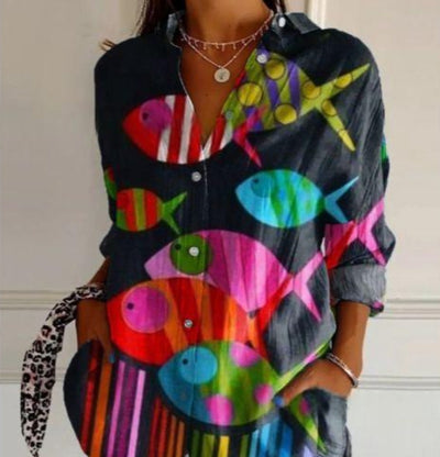 New Women's Long Sleeved Shirt For Summer Fashion, 3D Printed Shirt With Floral Pattern
