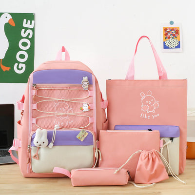 Backpack Lightweight And Large Capacity Student Schoolbag Four-piece Set