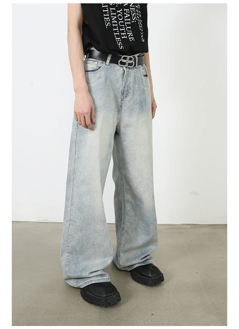 American Retro Washed Straight Jeans Men