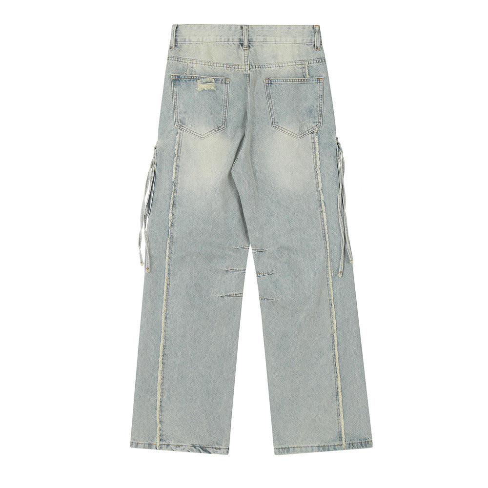 Fashion Washing Hole Cargo Jeans Men