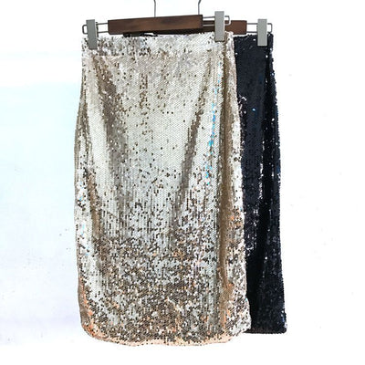 All-matching Elastic Waistband Women's Skirt Sequined Hip Skirt Mid Skirt Women