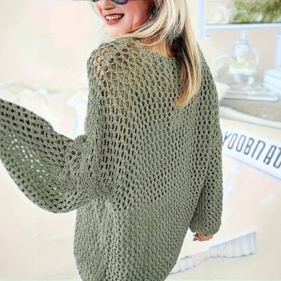 Knitted Hollow-out Women's Blouse Pullover Top