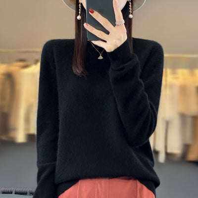 Women's Round Neck Sweater Loose Knitted Bottoming Sweater