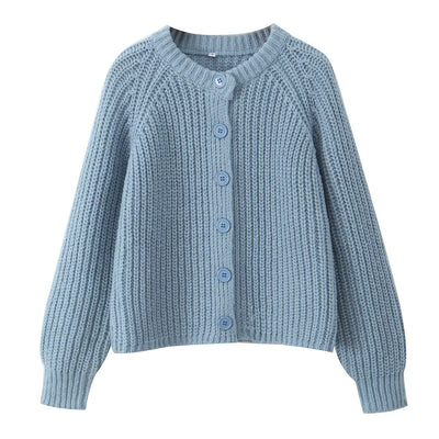 Women's Puff Sleeve Knitted Cardigan Sweater