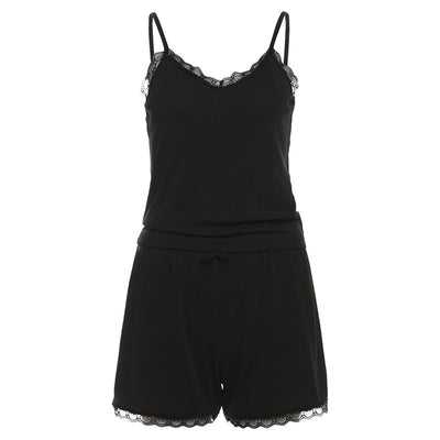 Simple Backless Striped High Waist Shorts Suit Women