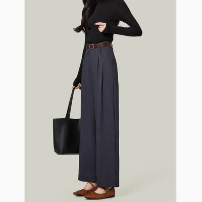 Small Women's Autumn Slim Drape Wide-leg Pants