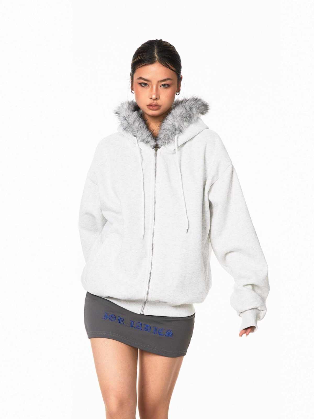 Retro Hooded Cardigan Fur Collar Sweater Loose Casual Women's Coat