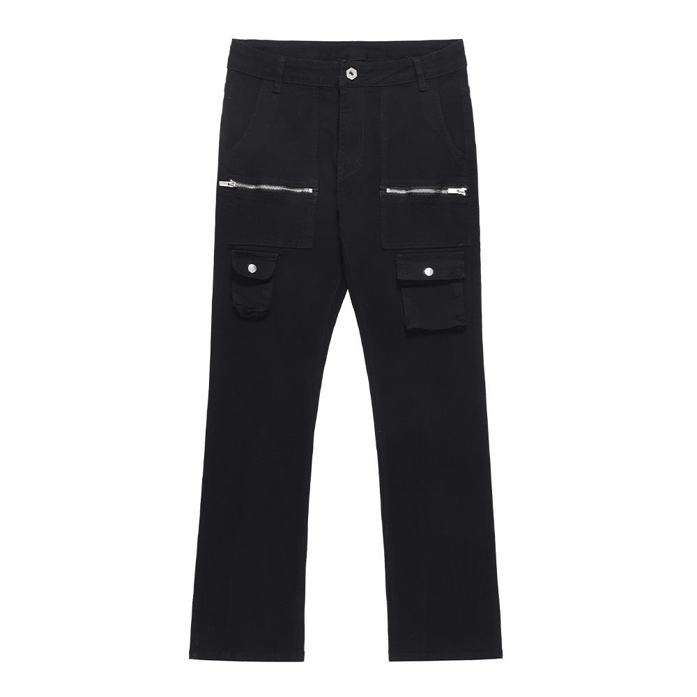 Fashion Personality Zipper Pocket Jeans Men