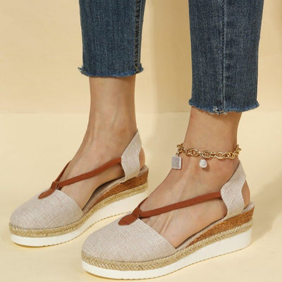 Women's Summer New Wedge Plus Size Closed Toe Back Empty Rope Bottom Sandals