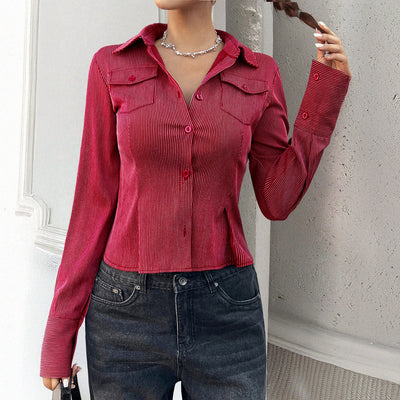 Y2g Hot Girl Style Striped Open Shirt Women's Clothing