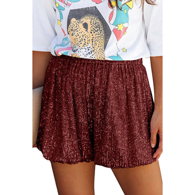 Sequined High Waist Straight Shorts Women