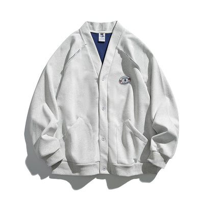 Retro Solid Color Cardigan Sweater For Men