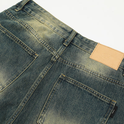 Contrast Color Washed Worn Jeans Men
