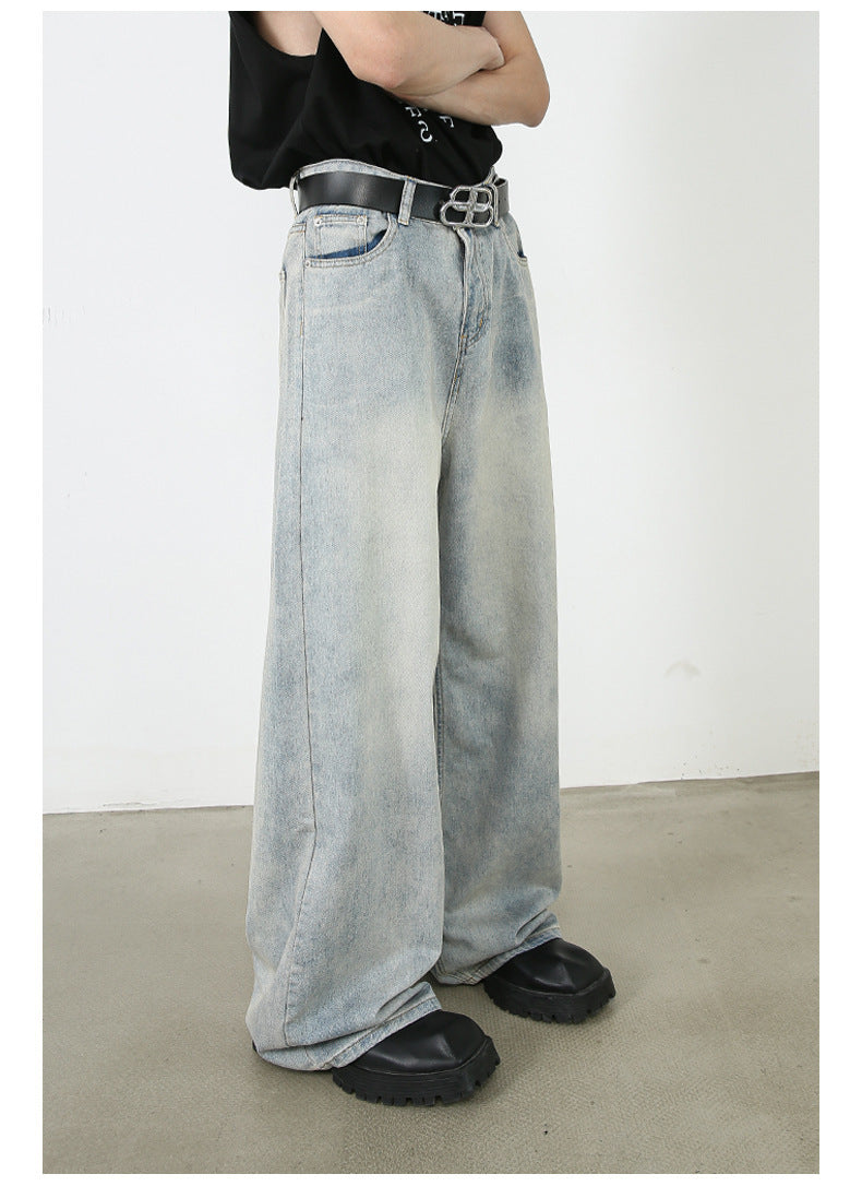 American Retro Washed Straight Jeans Men