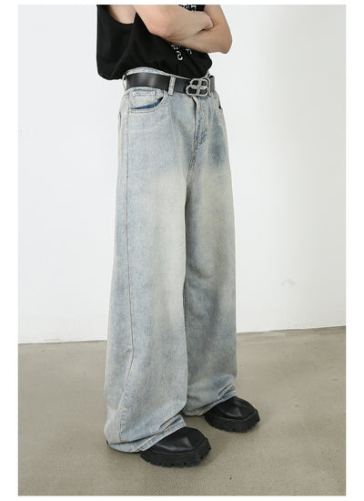 American Retro Washed Straight Jeans Men