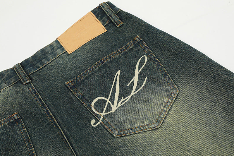 American Retro Washed Worn Jeans Men