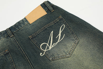 American Retro Washed Worn Jeans Men
