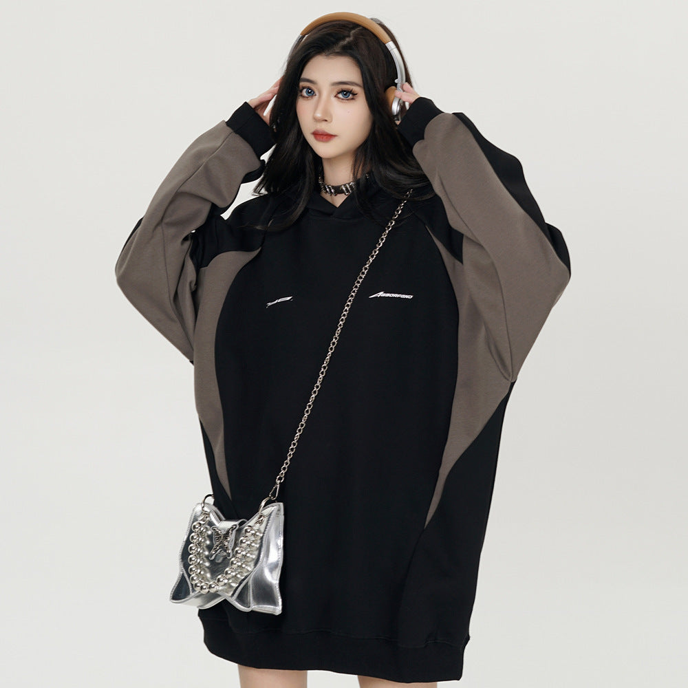 Stitching Contrast Color Hooded Sweatshirt Men
