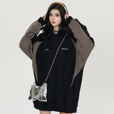 Stitching Contrast Color Hooded Sweatshirt Men