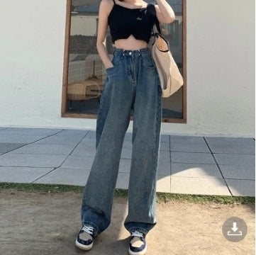 Women's Retro Blue Straight Jeans