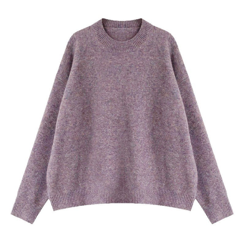 Solid Color Pullover Soft Glutinous Thickened Women's Round Neck Sweater