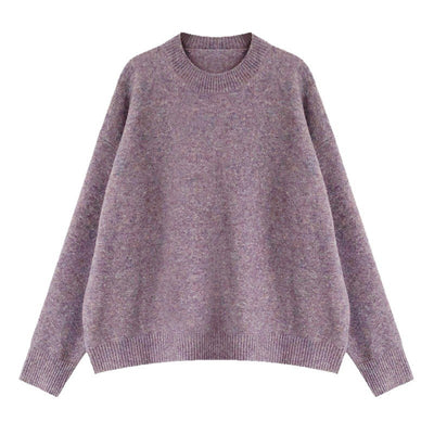 Solid Color Pullover Soft Glutinous Thickened Women's Round Neck Sweater