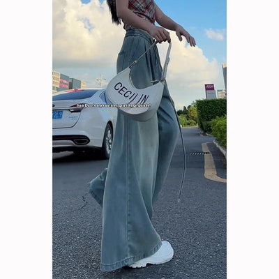 Versatile Drawstring Hanging Wide Leg Jeans