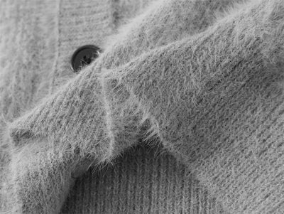 Solid Color Loose Cardigan Sweater Men