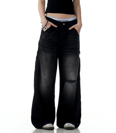 American Retro Tattered Jeans Jeans