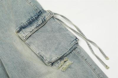 Fashion Washing Hole Cargo Jeans Men