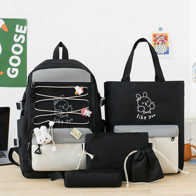 Backpack Lightweight And Large Capacity Student Schoolbag Four-piece Set