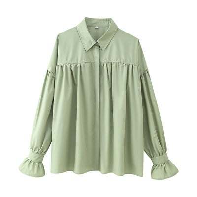 Casual Loose Shoulder Lantern Long Sleeve Shirt