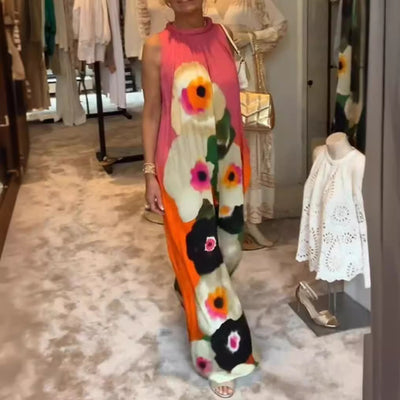 Round Neck Printing Dress Women