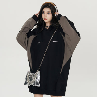 Stitching Contrast Color Hooded Sweatshirt Men