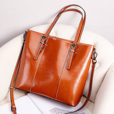 Genuine Leather Women's New Retro Large Capacity Fashion Shoulder Bag