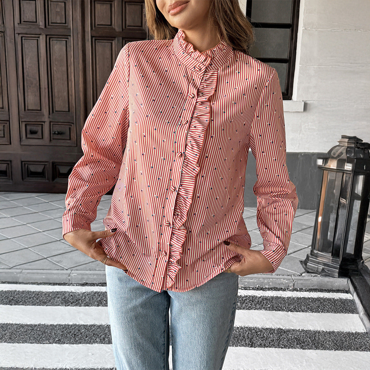 Holiday Casual Striped Stringy Selvedge Shirt Women's Clothing
