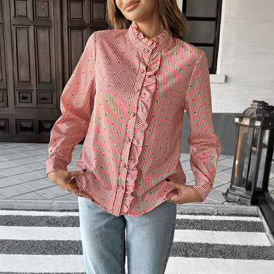 Holiday Casual Striped Stringy Selvedge Shirt Women's Clothing