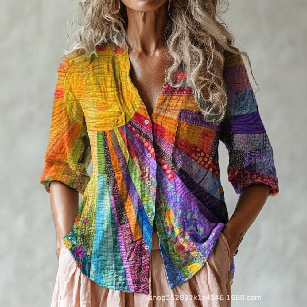 Women's Long Shirt Summer European And American Trendy Long-sleeve
