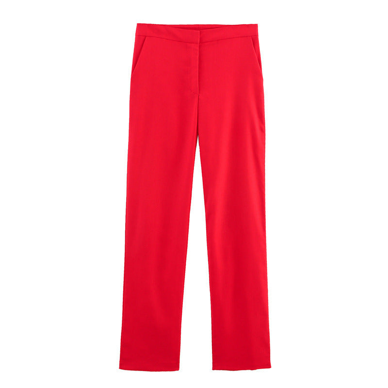 Women's Linen Blend Straight-leg Pants Suit