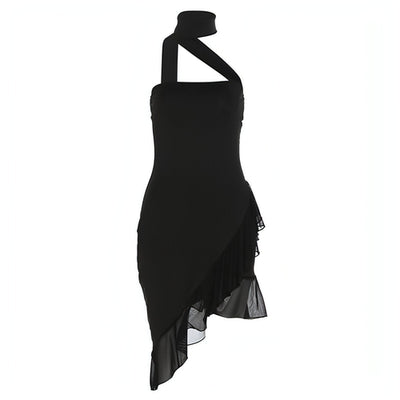 Fashion Halter Off-shoulder Slim Fit Stringy Selvedge Dress