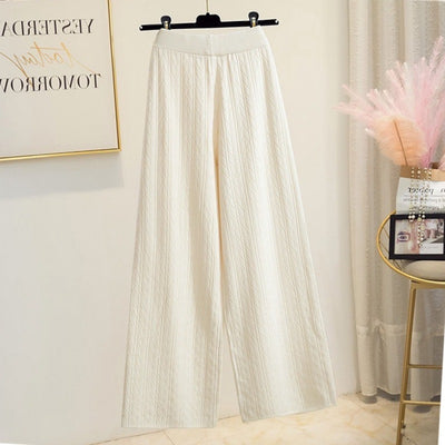 Wide-leg Pants Anti-aging Elegant High Waist Drooping Knitted Trousers