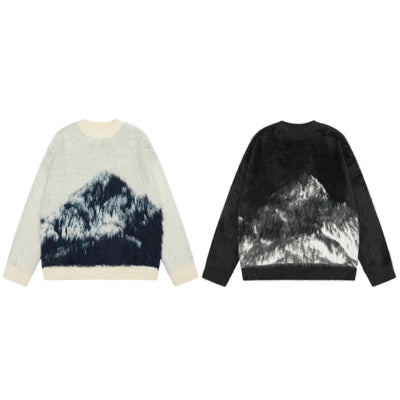 Heavy American Retro Furry Round Neck Sweater