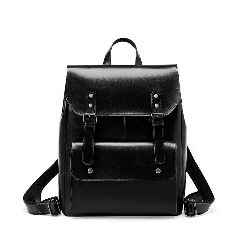 Leather Backpack Women's Wear-resistant Cowhide Computer Backpack